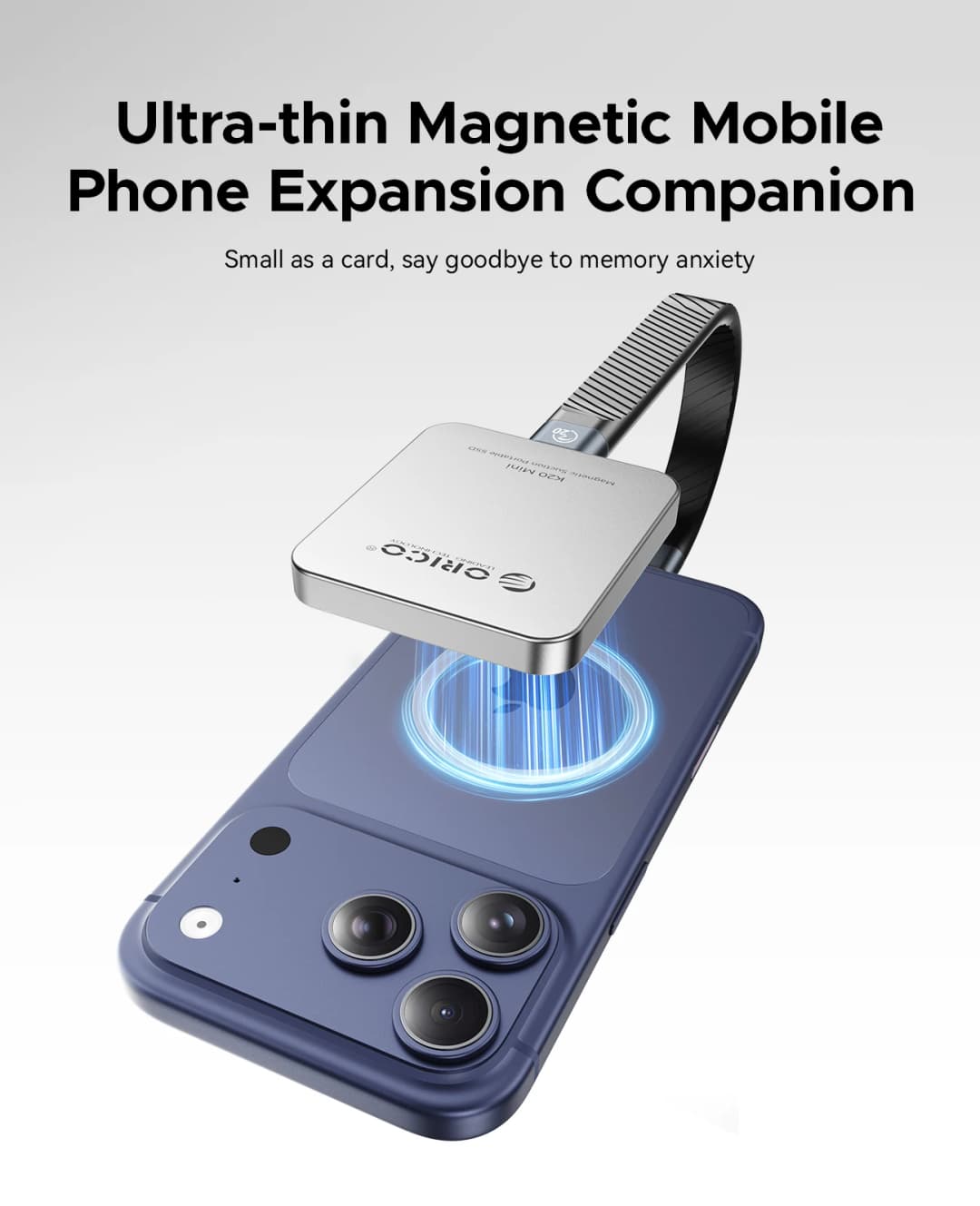 ORICO K20Mini قرص صلب خارجي مغناطيسي للآيفون 17 و16 برو/ماكس برو ريس بسرعة 2000 ميجابايت/ثانية وتسجيل وتخزين 4K برو ريس HDR محمول - 3