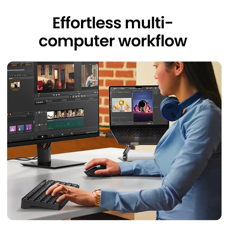 ماوس UGREEN لاسلكي بتقنية بلوتوث 5.4 و2.4 جيجاهرتز، تصميم مريح بدقة 5000DPI، متوافق مع ماك بوك والأجهزة اللوحية والكمبيوتر المحمول والكمبيوتر الشخصي - 6