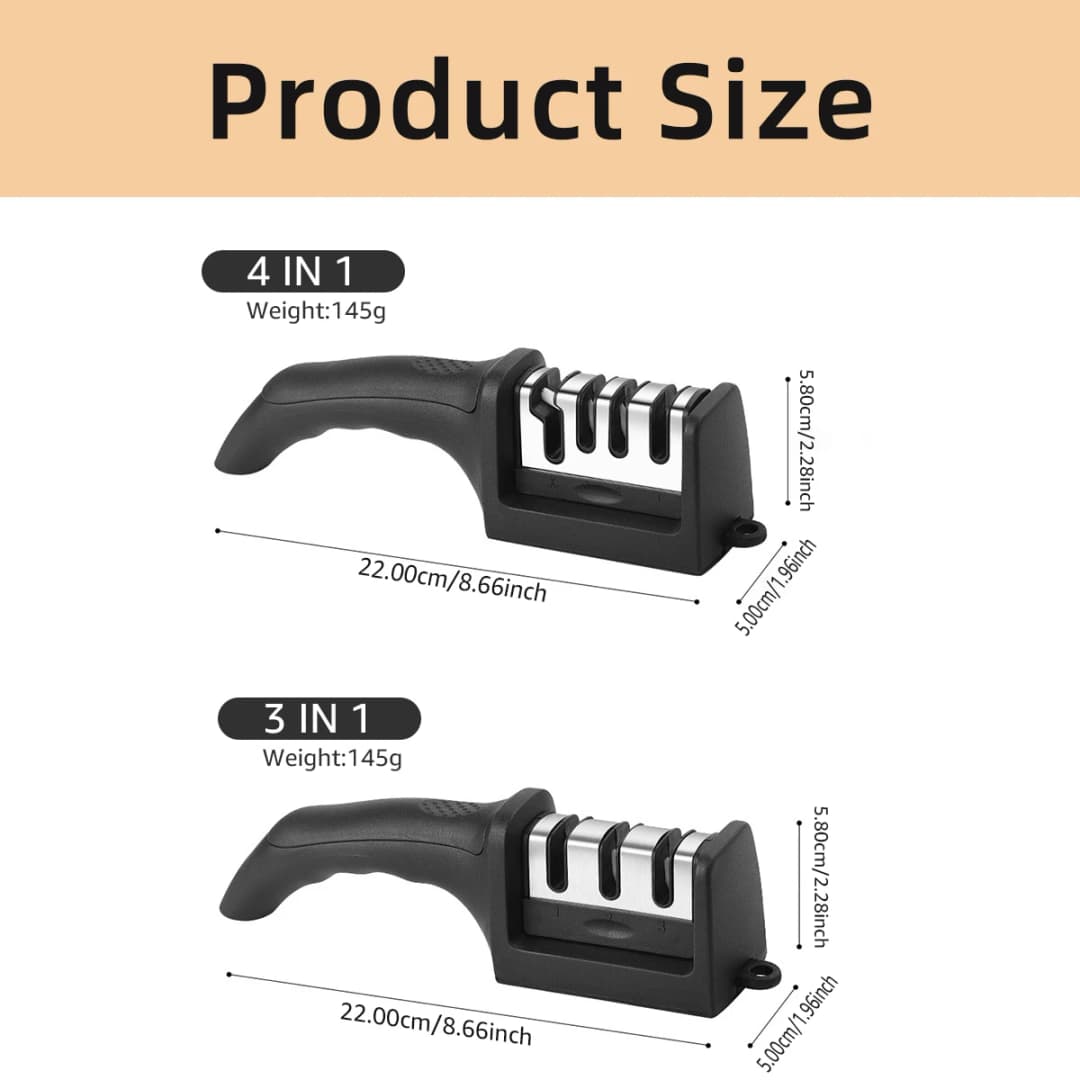 Kitchen 3-Segment Knife Sharpener Household Multi-Functional Hand-Held Three-Purpose Black Sharpening Stone - 6