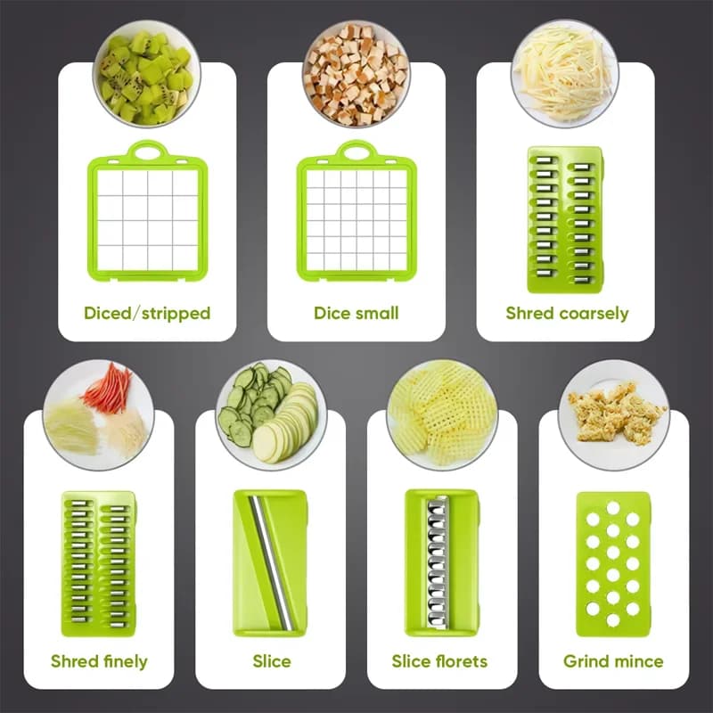 14/16 PcsSet Vegetable Chopper Onion Chopper Handle Food Grate Food Chopper Kitchen Vegetable Slicer Dicer Cut Potato Shredder - 4