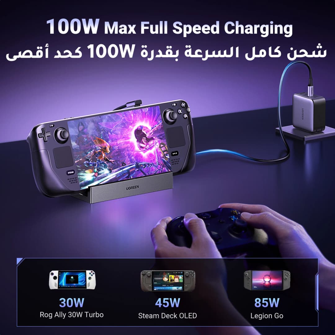 محطة UGREEN Steam Deck 4K60Hz 9 منافذ RJ45 PD100W USB C HUB متوافقة مع Steam Deck وROG Ally وLEGION Go وiPhone 15 Pro/Pro Max - 5