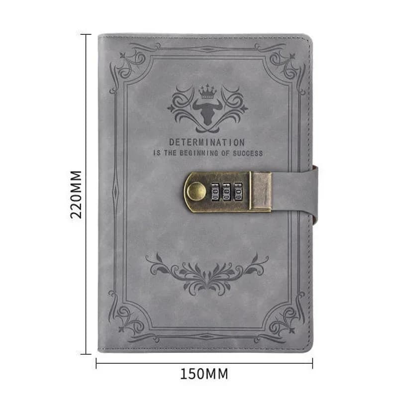 A5 200 Pages Retro Password Book with Lock Diary Thickened Creative Hand Ledger Student Notepad Stationery Notebook Binder - 3