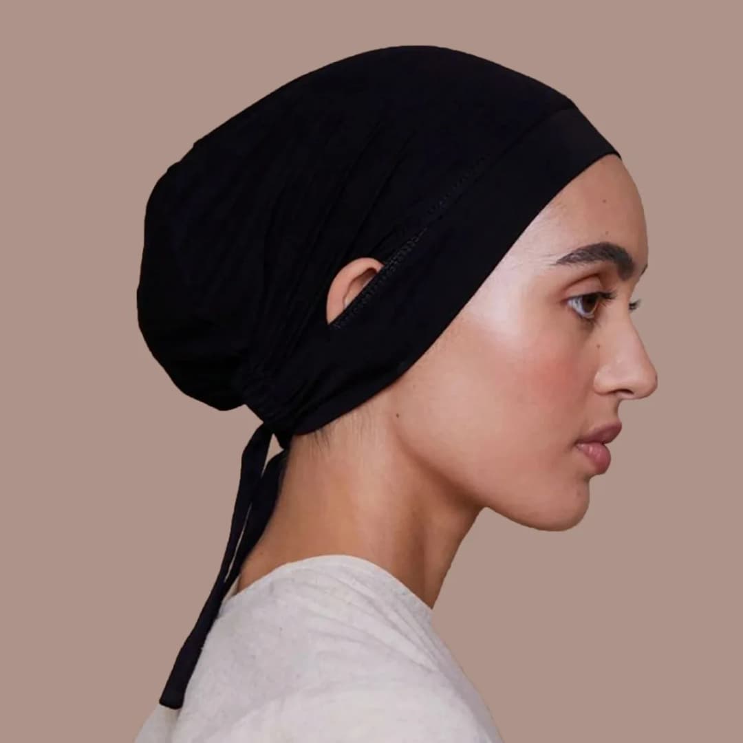 Jersey Drawstring Muslim Women Under Hijab Cap With Ear Hole Inner Hijab Cap Round Forehead Underscarf Bonnet Femme Musulman - 2
