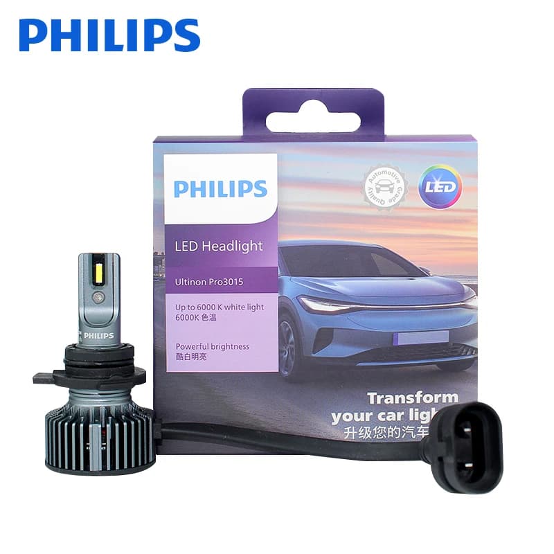 Philips LED HIR2 9012 Ultinon Pro3015 12V/24V 6000K Bright White Auto Headlight LED Lamps, 2x
