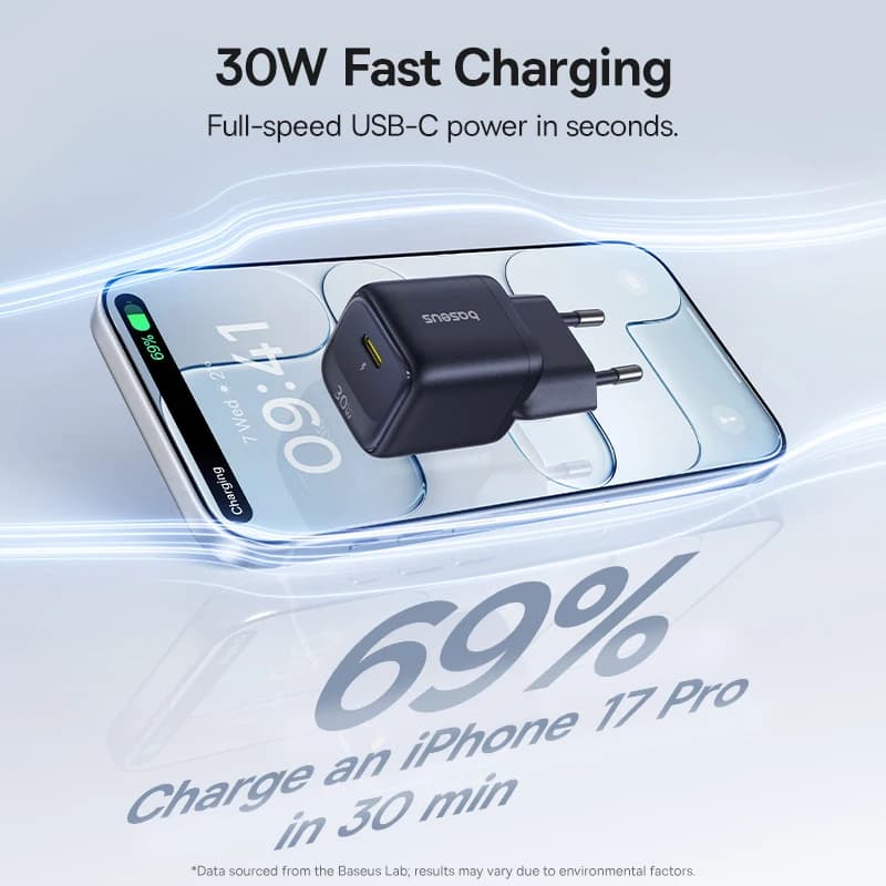 Baseus 30W GaN Charger PD Charger For iPhone 17 16 15 14 13 12 Max Fast Charger PD3.0 QC3.0 Phone Charger Type C Tablets Charger - 2