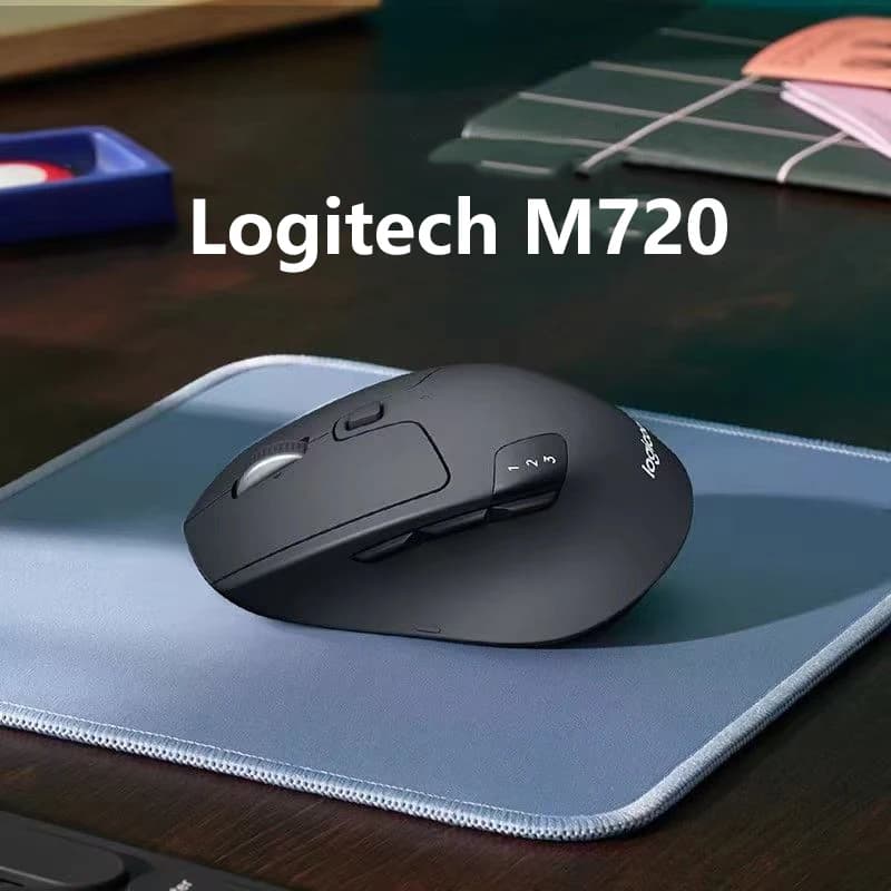 فأرة Logitech M720 الأصلية لاسلكية بلوتوث وموحد وضع مزدوج تبديل متعدد الأجهزة للاستخدام في المكتب/المنزل/الكمبيوتر المحمول