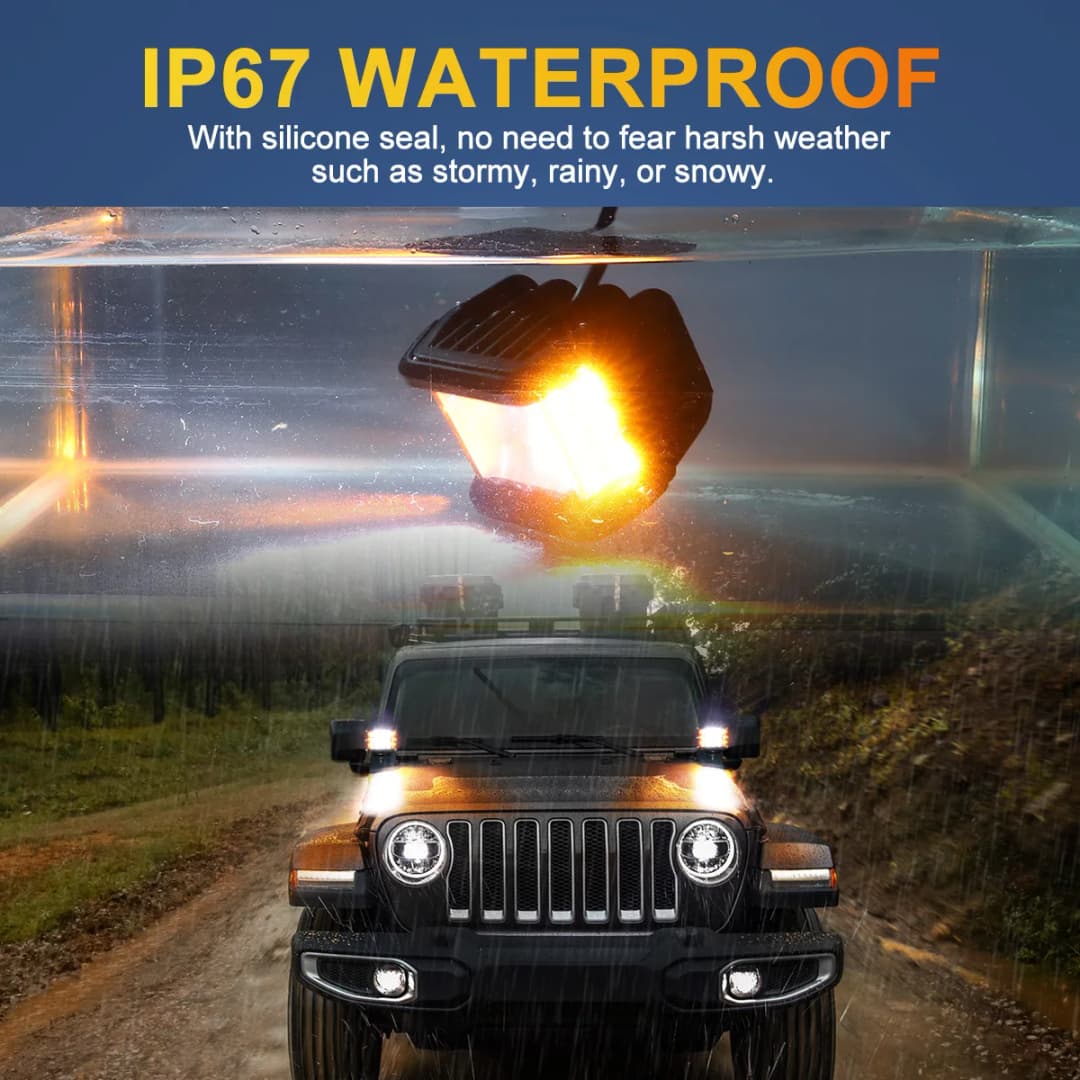 NAOEVO 4inch Work Light Side Shooter 60W White & Amber Strobe  for Emergency Off Road Fog Driving HeadlightsTruck LED Light Bar - 5