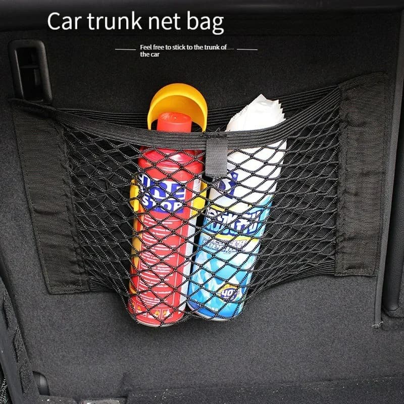 شبكة خلفية للسيارة جذع مقعد سلسلة مرنة صافي ملصق سحري حقيبة تخزين عالمية جيب قفص منظم سيارة حقيبة مقعد خلفي