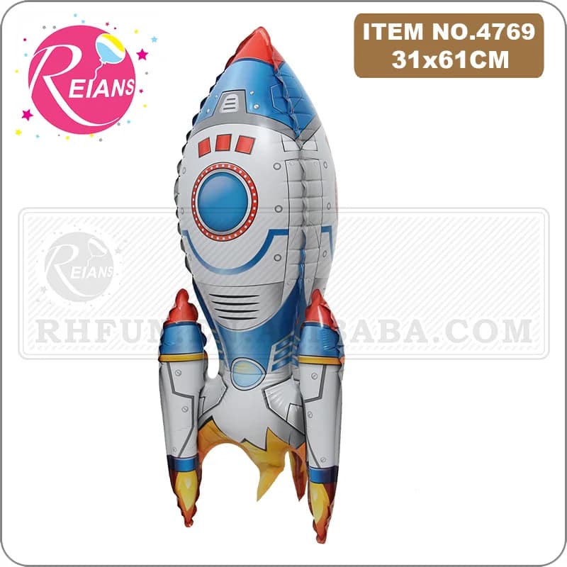 Inflatable Rocket spaceman astronaut Balloons Base Standing Rockets Foil Balloon Boys Space Theme Birthday Party Kids Toys Decor - 4