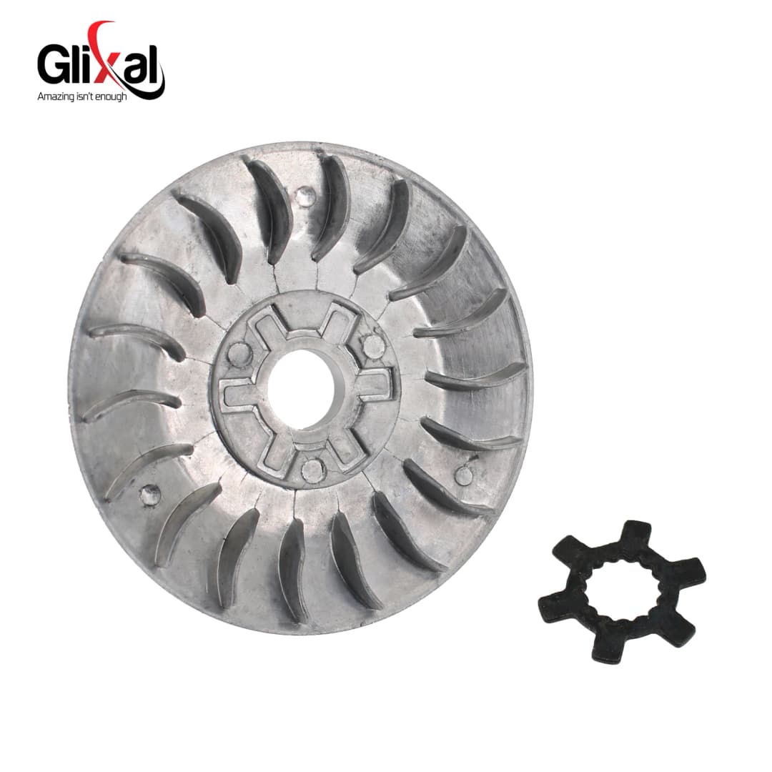 Glixal High Performance 98mm Racing Variator Fan for 2T Minarelli 1E50QMF Jog 90 4DM Keeway Scooter Moped (16mm ID, 15 Splines) - 4