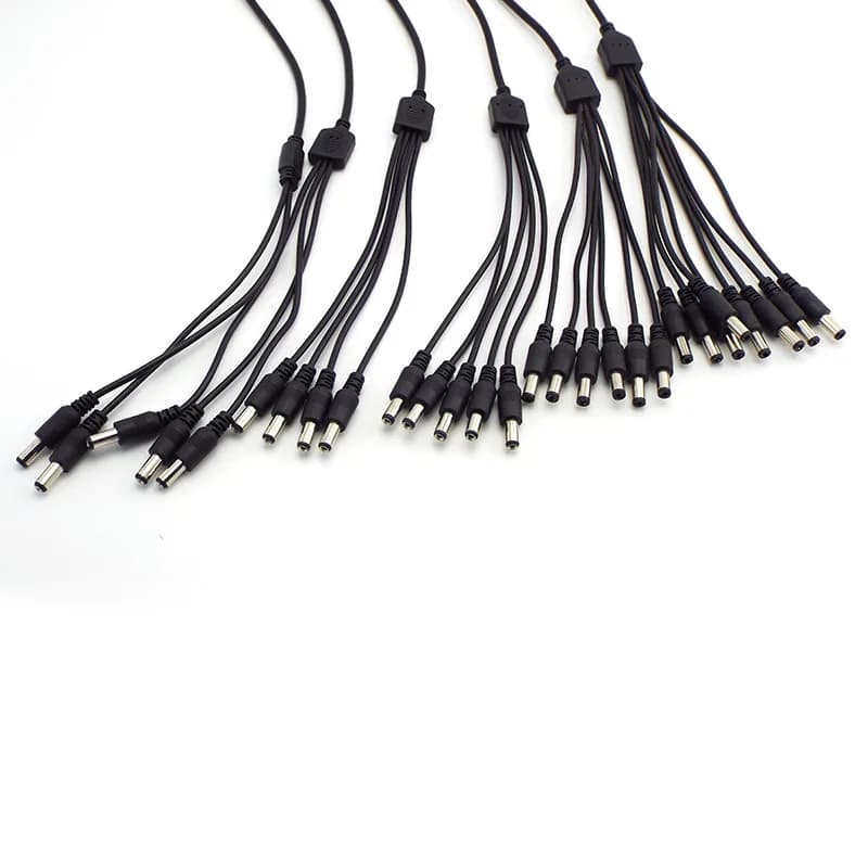 محول طاقة من أنثى إلى 2-8 ذكور، موصل DC 5.5x2.1mm، مناسب لأضواء LED وكاميرات المراقبة - 4