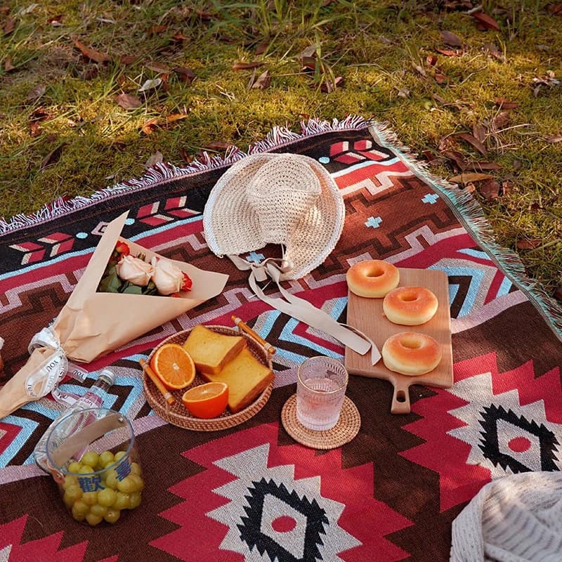 حصائر نزهات خارجية، حصائر شاطئ، أقمشة شاطئ للتخييم الخارجي، ديكورات عيد الحب، شرفات، بطانيات بوهيمية - 4