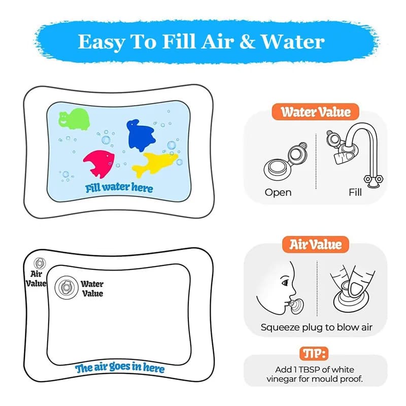 نفخ البطن الوقت الطفل تلعب حصيرة الرضع وسادة المياه التعليم المبكر ألعاب الأطفال التفاعلية للأطفال الصغار التنمية الحسية - 6