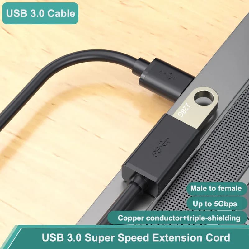 كابل تمديد USB 3.0 قصير فائق السرعة بطول 0.3 متر حتى 5 جيجابت في الثانية لأجهزة ماك وويندوز - 5