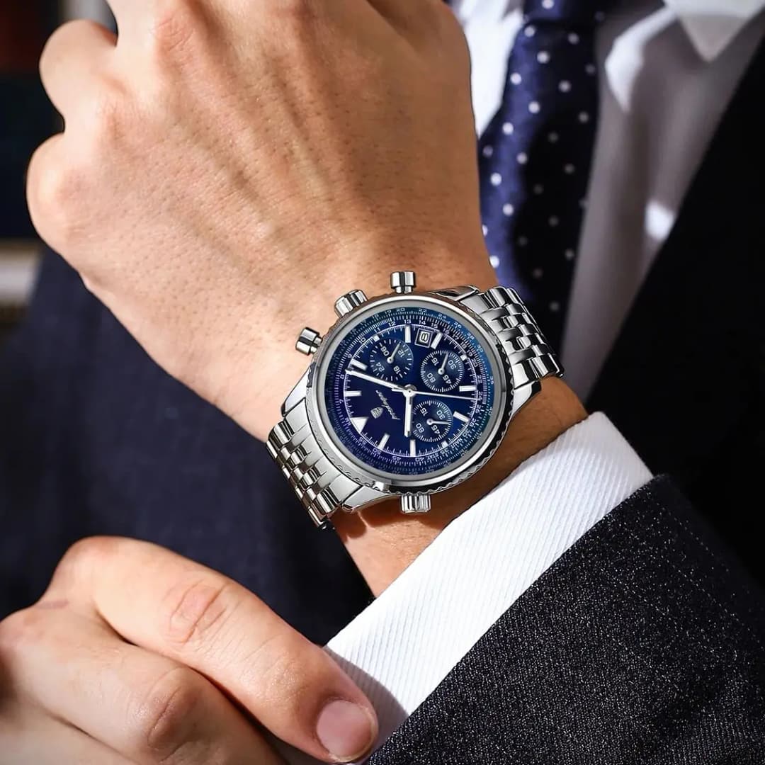 POEDAGAR Luxury Sport Man Watch Chronograph Date Waterproof Luminous Men's Quartz Watches Stainless Steel Fashion Men Wristwatch - 5