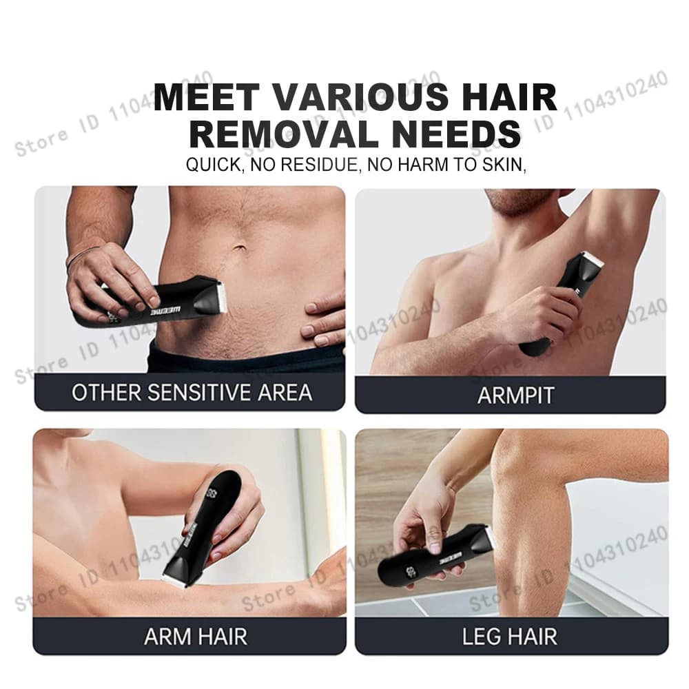 ماكينة تشذيب شعر الجسم وشعر العانة للرجال والنساء، ماكينة حلاقة كهربائية للجسم والبيكيني غير مؤلمة |   ماكينة حلاقة مقاومة للماء من النوع C قابلة لإعادة الشحن - 4