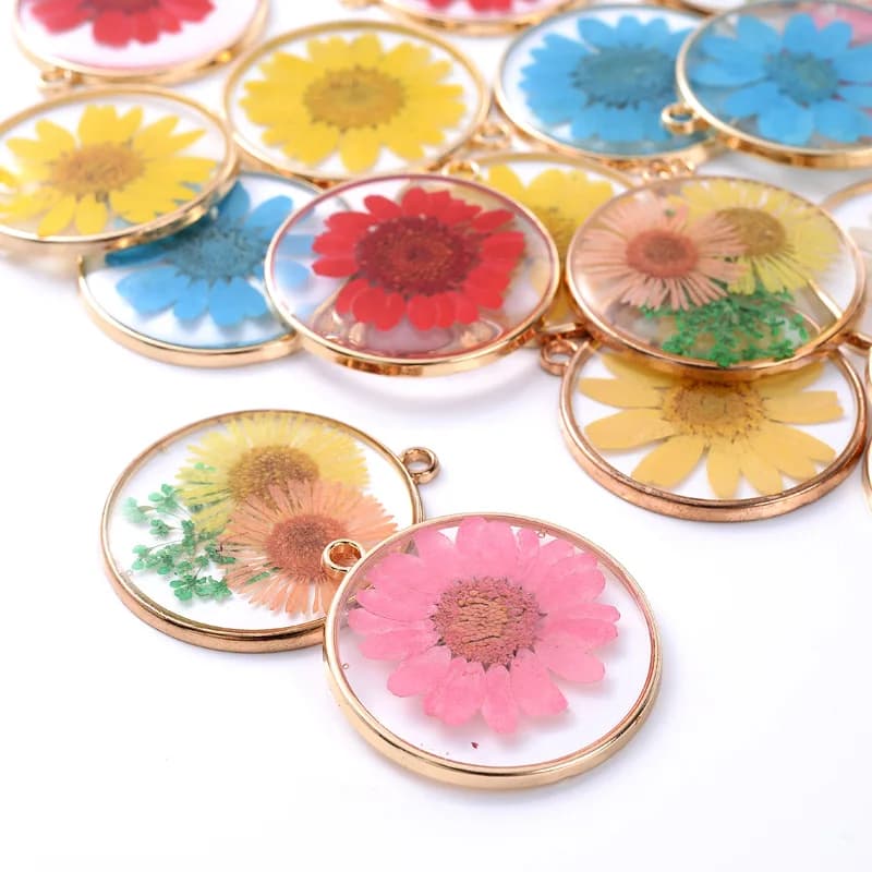 زهور مجففة طبيعية مضغوطة لملء قوالب راتنج الإيبوكسي، لصنع قلادات وحُليات مجوهرات يدويًا - 4