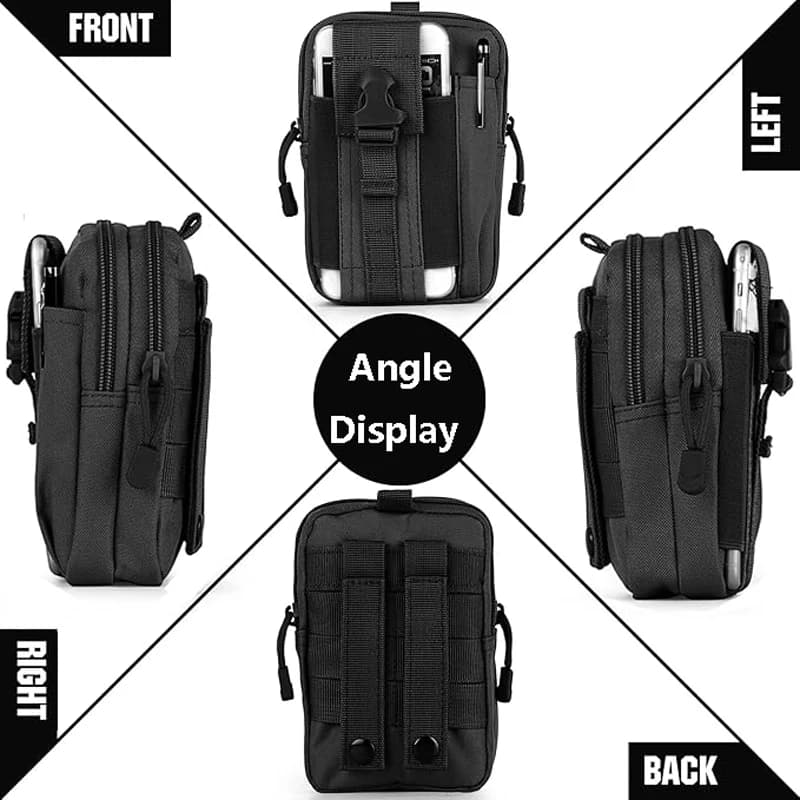 Universal EDC Tactical Molle Pouch Waist Bag with Cell Phone Holster Outdoor Gear Tool Gadget Pocket Belt Bags - 4