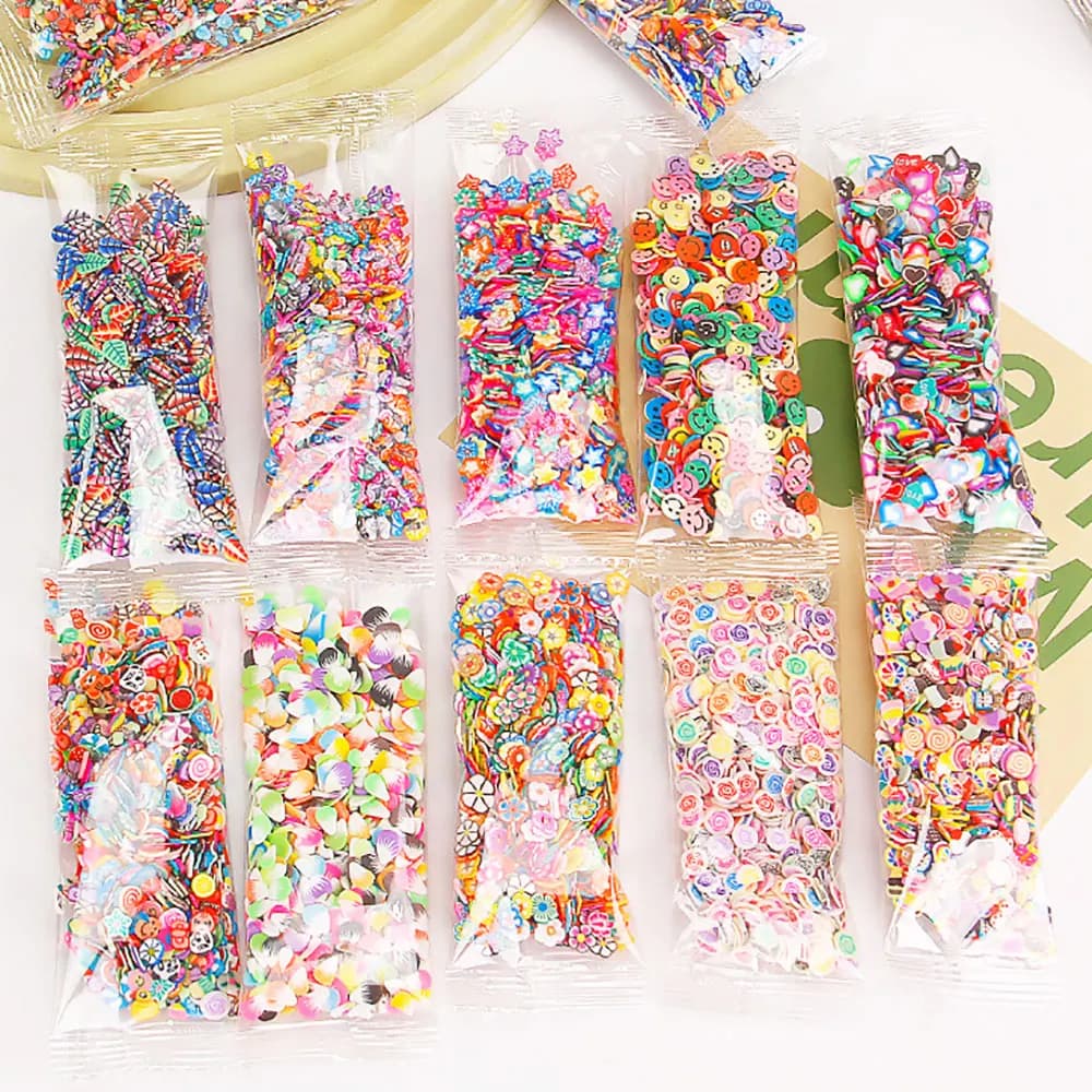 For fun 1000pcs Mix Fruit Soft Clay Slime Animal Flower Slice Resin Filler for Nail Art Epoxy Mold DIY Crafts Making - 2