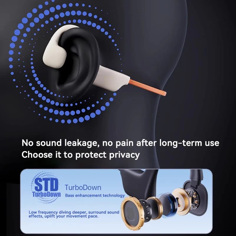 سماعات توصيل عظمي مقاومة للماء IPX8 مشغل MP3 32GB بلوتوث 5.4 سماعات لاسلكية مع ميكروفون للسباحة والرياضة واللياقة البدنية - 5