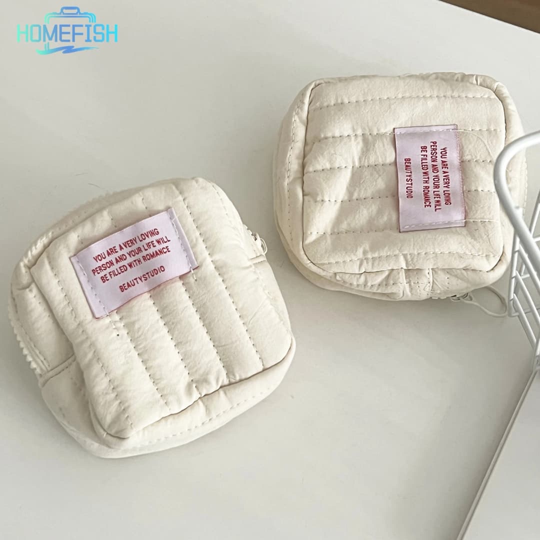 HOMEFISH Korean Square Small Makeup Bag Student Small Earphones Zero Wallet Girl Portable Lipstick Storage Bags - 3