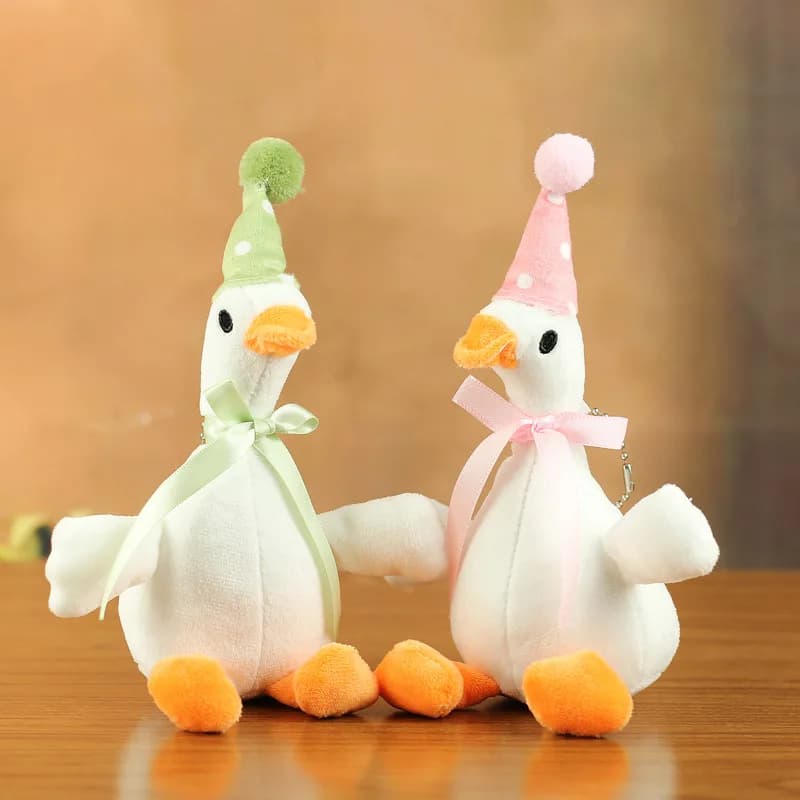 20cm Cute Fluffy Big White Goose Pendant Plush Stuffed Animal Key Chain Bag Car Accessory Gift For Friend Christmas Pendant - 2