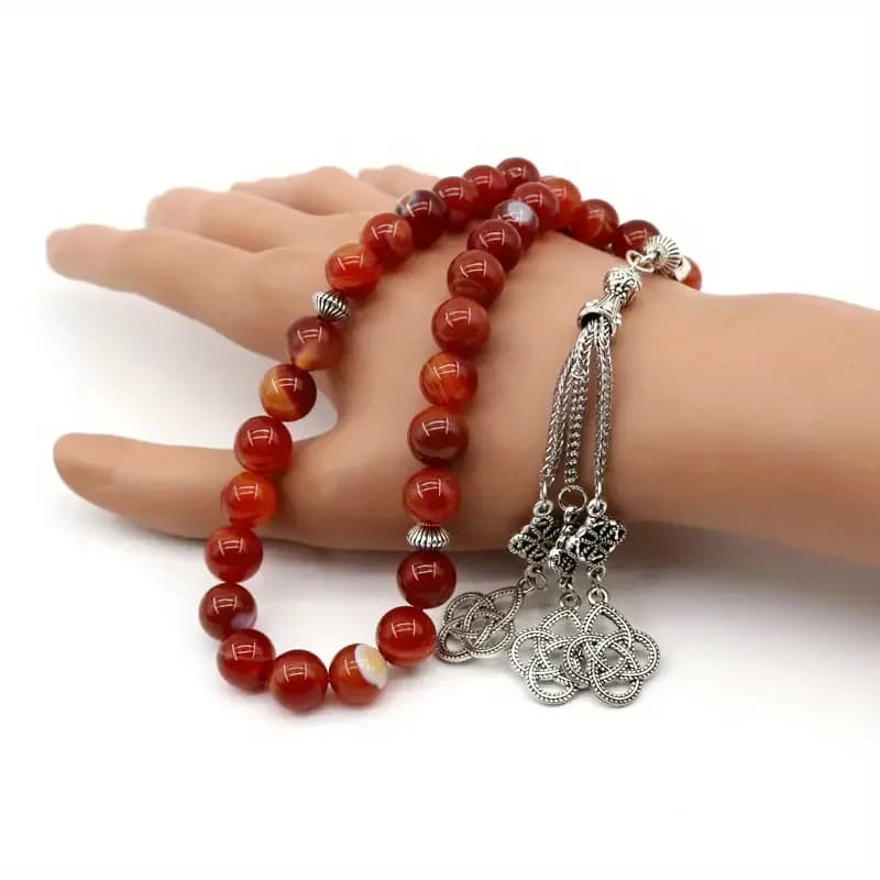 أسورة سحرية من الحجر الطبيعي والفضة بلون أكس، أسورة يدوية من الخرز الأخضر والفوشيا، مجوهرات سحرية مجوفة - 3