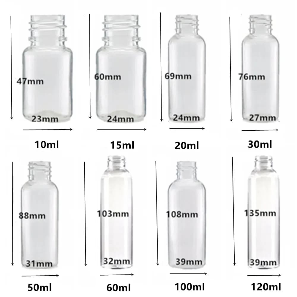 10/15/20/30/50/60/100ml  1/2oz  small Plastic Travel clear Refillable Bottles with  fine mist Sprayer pump mini perfume atomizer - 6