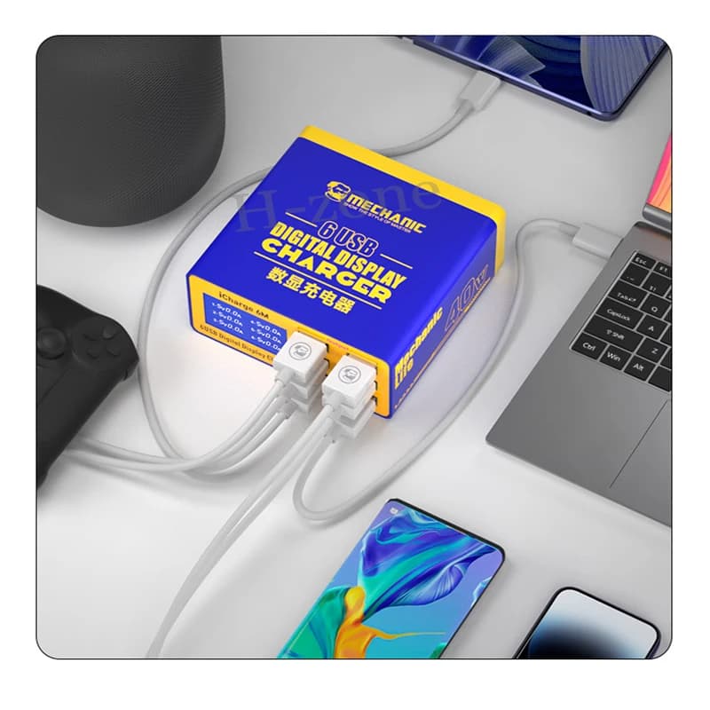 ميكانيكي iCharge 6M USB 6-port شاحن شحن سريع شاشة ديجيتال ذكية متعددة المنافذ مسامية آيفون شاومي الهاتف المحمول اللوحي - 3