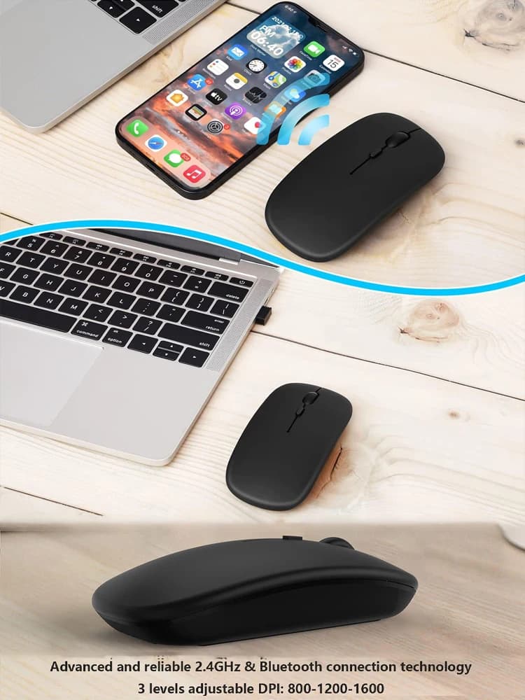 Best Seller Rechargeable Wireless Mouse Silent RGB Bluetooth Dual Mode Optical Mice Universal for Laptop PC Office Gaming - 6