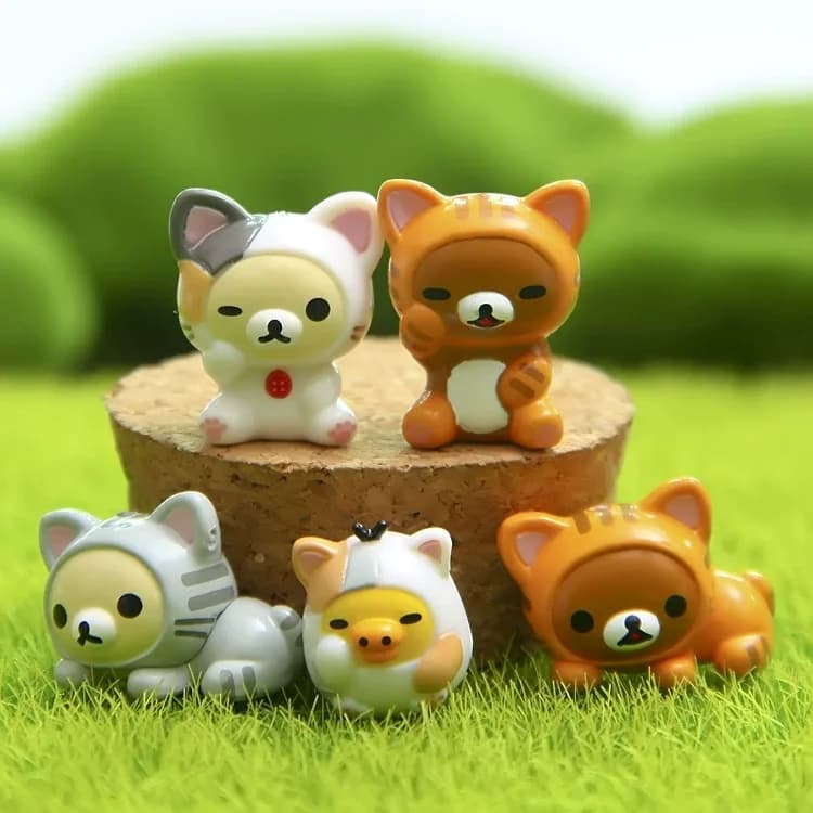 5pcs Rilakkuma Action Figures Cute Relax Bear Doll Kids Classic Toys Car Model Ornaments Home Decoration Children Gift Hot Sales - 2