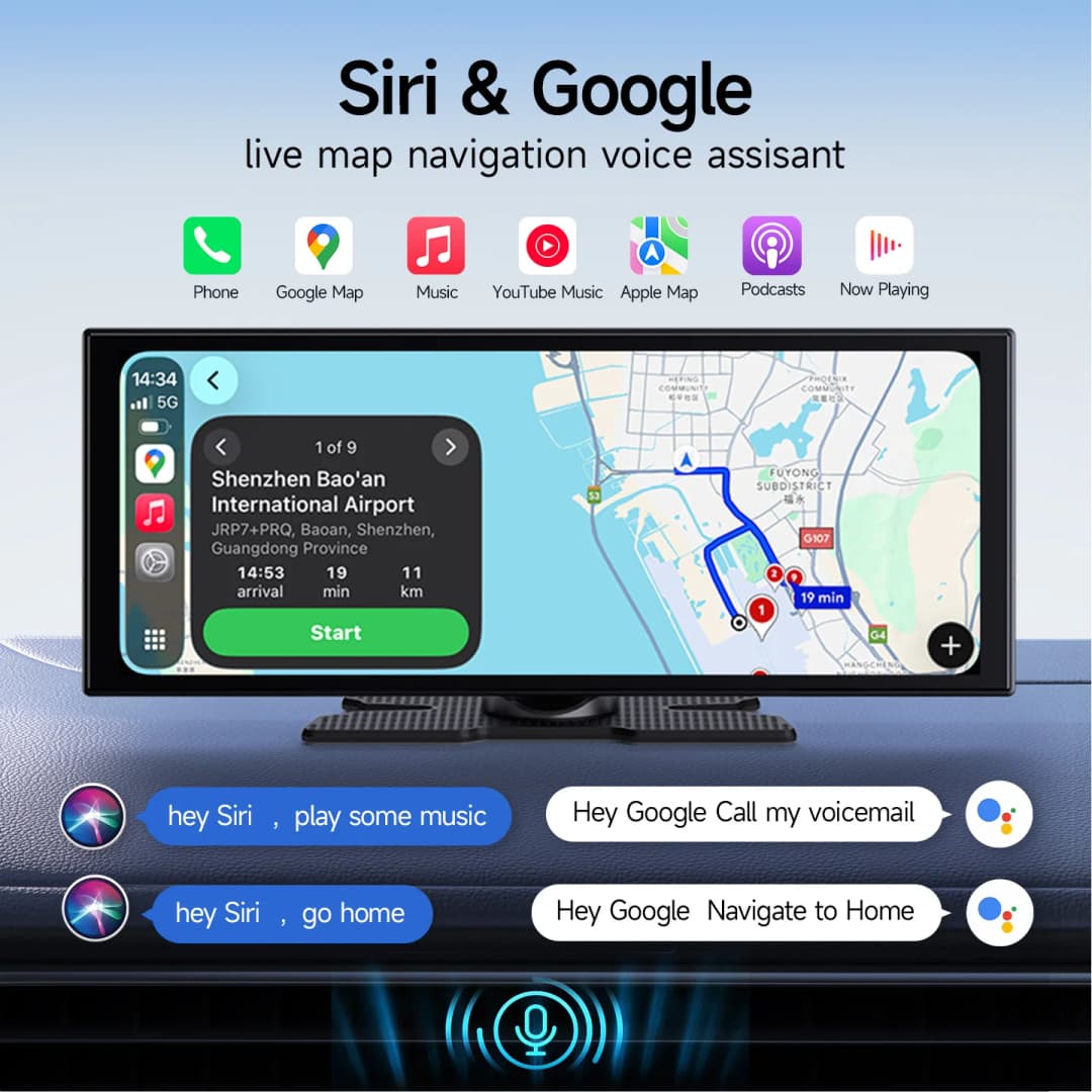 Philips 10.25-inch Smart Dash Cam Compatible with ISO Wireless CarPlay and Android Auto, Loop Recording, Built-in Speaker - 4
