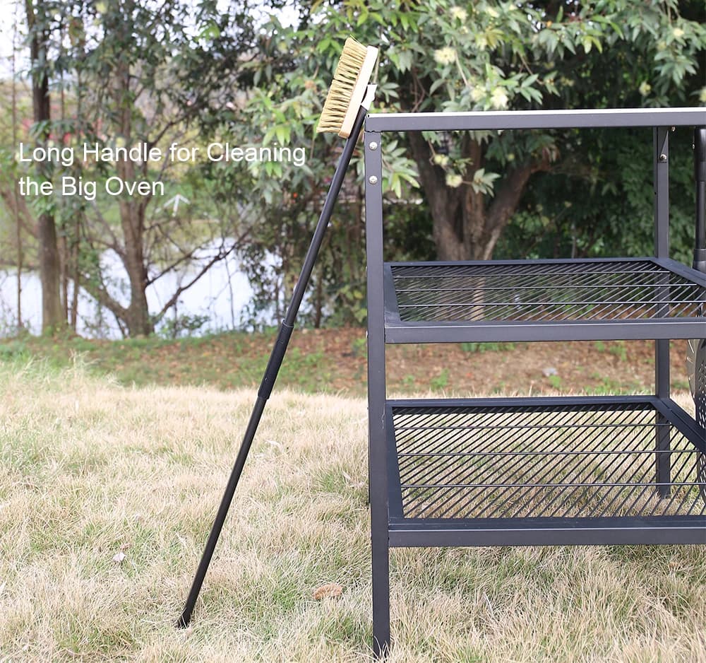 SHANGPEIXUAN Beveled Pizza Oven Copper Brush Scraper Household Grill Brass Cleaning Brush with Aluminium Short Long Handle - 6