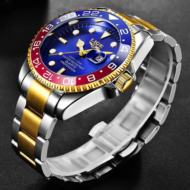 LIGE Top Brand Fashion Mens Watch Business Luxury Quartz Wristwatches Luminous Waterproof Steel Sports Watches Mens Gifts Reloj - 3