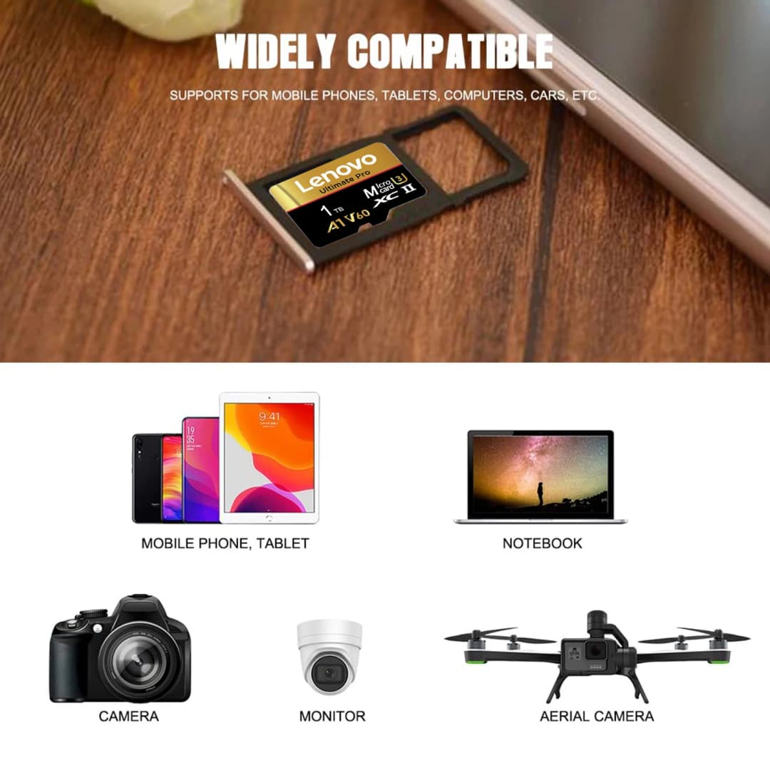 Lenovo 512GB SD Cards Micro SD Memory Card 128GB V60 U3 TF Flash Cards 64GB TF Card For Phone DJI Drone Nintendo Switch - 5
