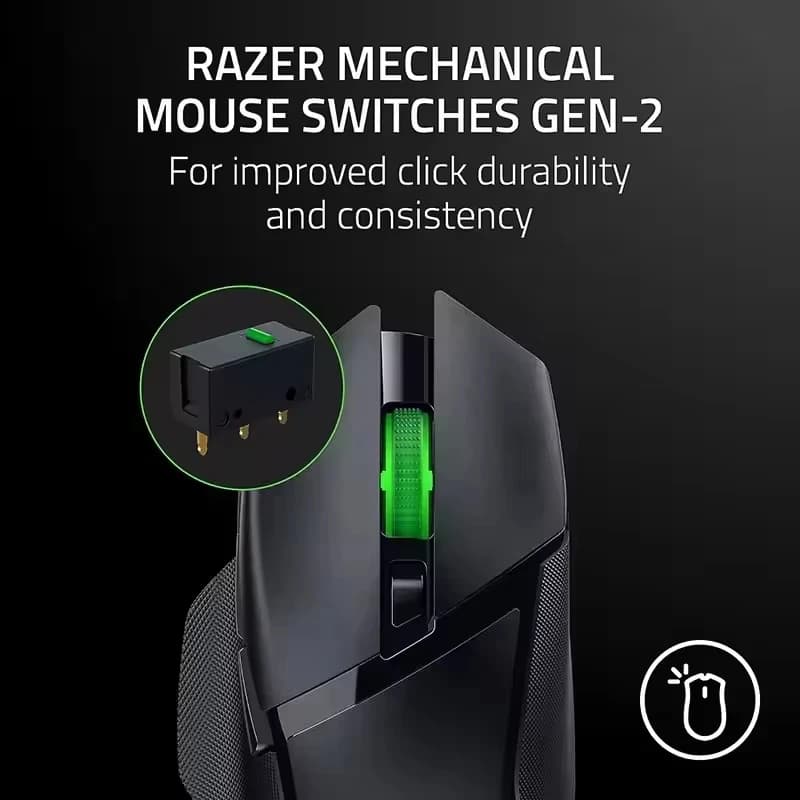 ماوس الألعاب اللاسلكي Razer Basilisk V3 X HyperSpeed - مستشعر بصري 18K DPI، إضاءة Chroma RGB - 5