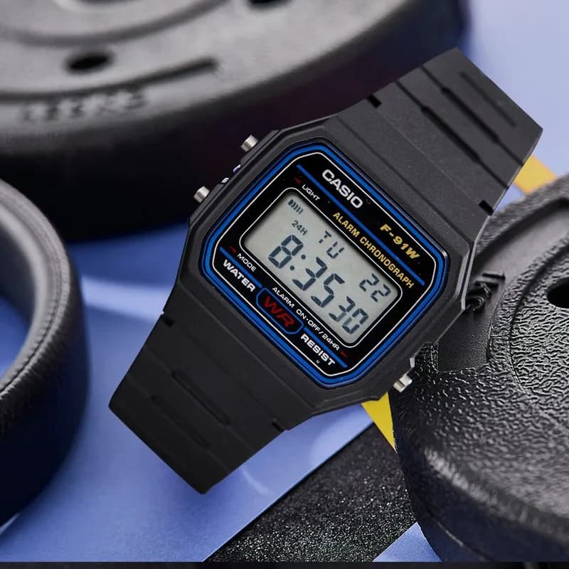 Casio F-91W-1 Retro Vintage Square Watch, Lightweight 21g Resin Band 7-Year Battery LED Display Sporty Casual for Men Women - 6