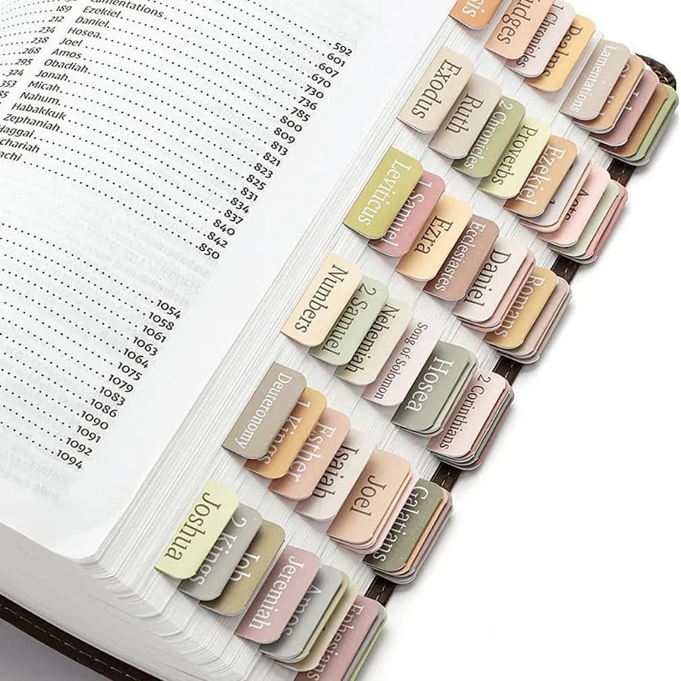 5 قطع/75 تبويبًا مُغطاة بموضوع بوهو - تبويبات فهرسة ملونة لدراسة الكتاب المقدس، تنظيم النصوص، والتنقل السهل