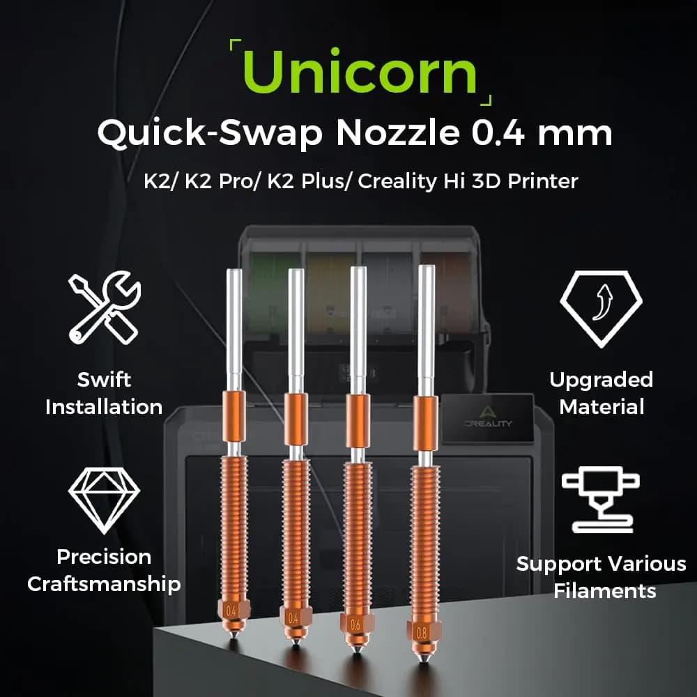 Creality K2/K2 Plus/Hi Combo For 3D Printer Parts  Quick-Swap Nozzle Quick-Release Bi-Metal Hardened Steel High-Flow Hotend Kit - 2