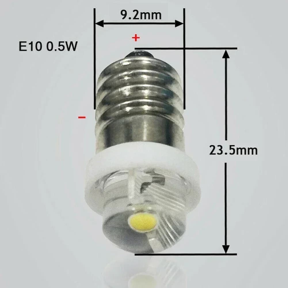 مصابيح LED طويلة الأمد بقوة 0.5 واط، E10، DC 3V/4.5V/6V، درجة حرارة لون 6000 كلفن، لون أبيض، زاوية شعاع 180 درجة، معدات تخييم - 6