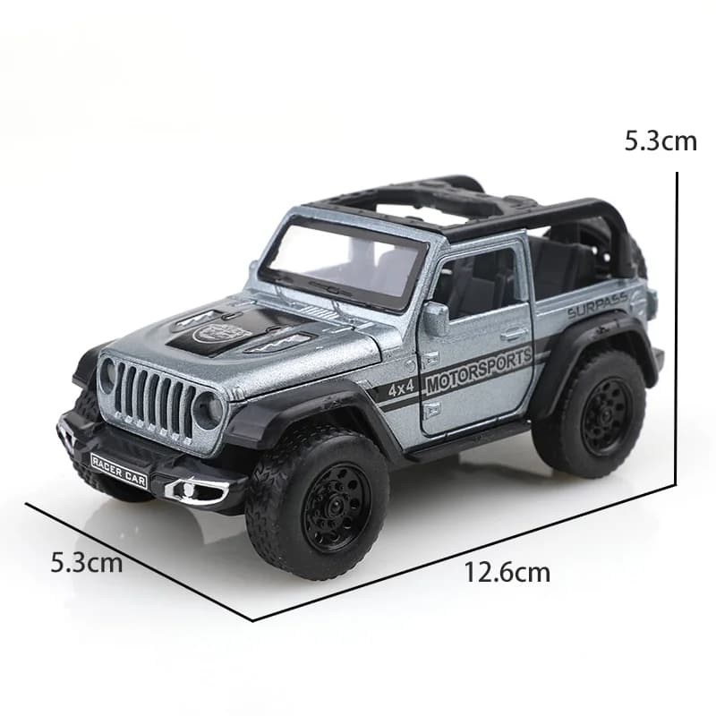 نموذج مركبة رانجلر طرق وعرة قابلة للتحويل مقياس 1:36، معدن مصبوب مع أبواب قابلة للفتح وخاصية التراجع - 4
