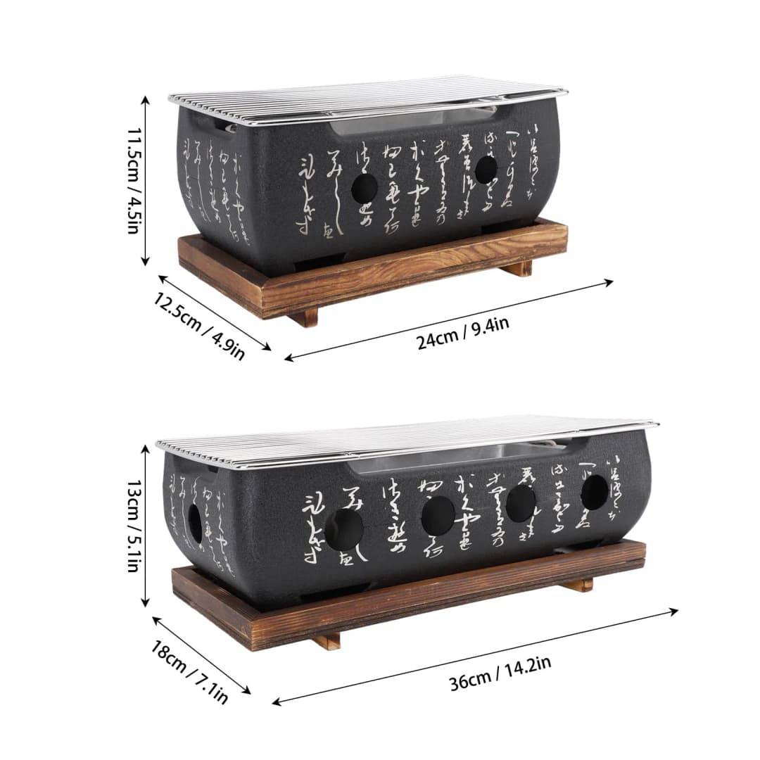Japanese BBQ Grill Stove Rectangle Charcoal Barbecue Stove Quick Heating Aluminium Alloy Wire Grill Base for Camping - 3