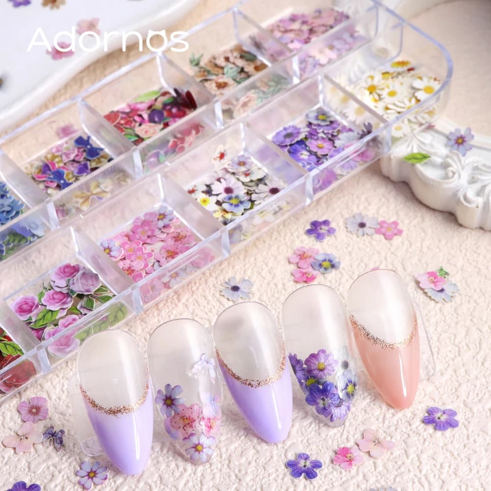 12 شبكة زهرة لب الخشب رقائق راتنجات الايبوكسي ملء الورد القزحية Vetiver زهرة فراشة شكل ورق زينة زهرة Crafts بها بنفسك الحرف - 6