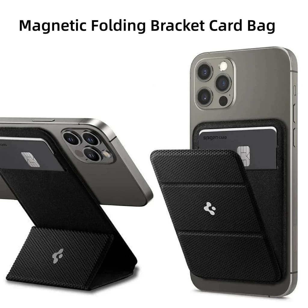 Spigen Magnetic Fold Holder Wallet Card Case For iphone 17 16 15 14 13 12 11 Pro Max For Magsafe With Box Kickstand Wallet Case - 4
