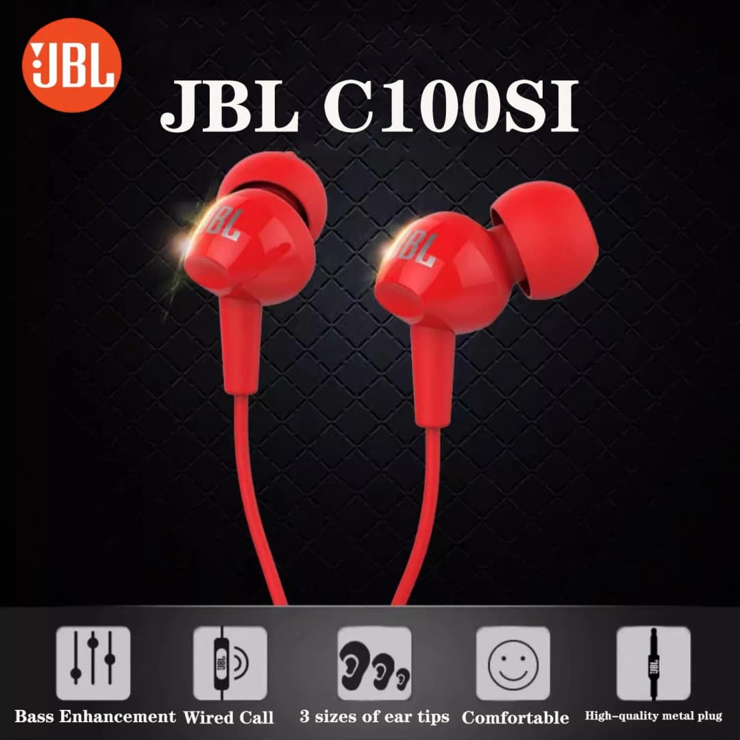 JBL C100SI Official Authentic Wired In Ear Headphones Remote Control 3.5mm Jack 3 Types of Silicone Ear Caps for Phone Macbook - 5