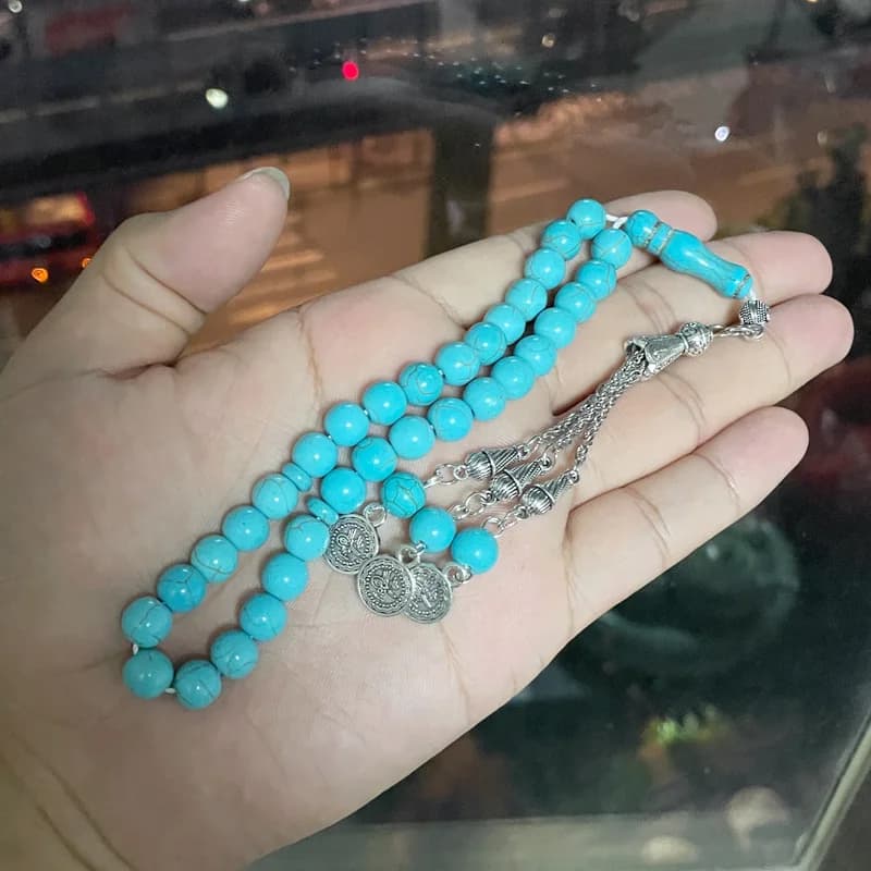 Tasbih bule Turquoise stone 33 prayer beads muslim gift turkish fashion misbaha islamic rosary arabic bracelet - 5