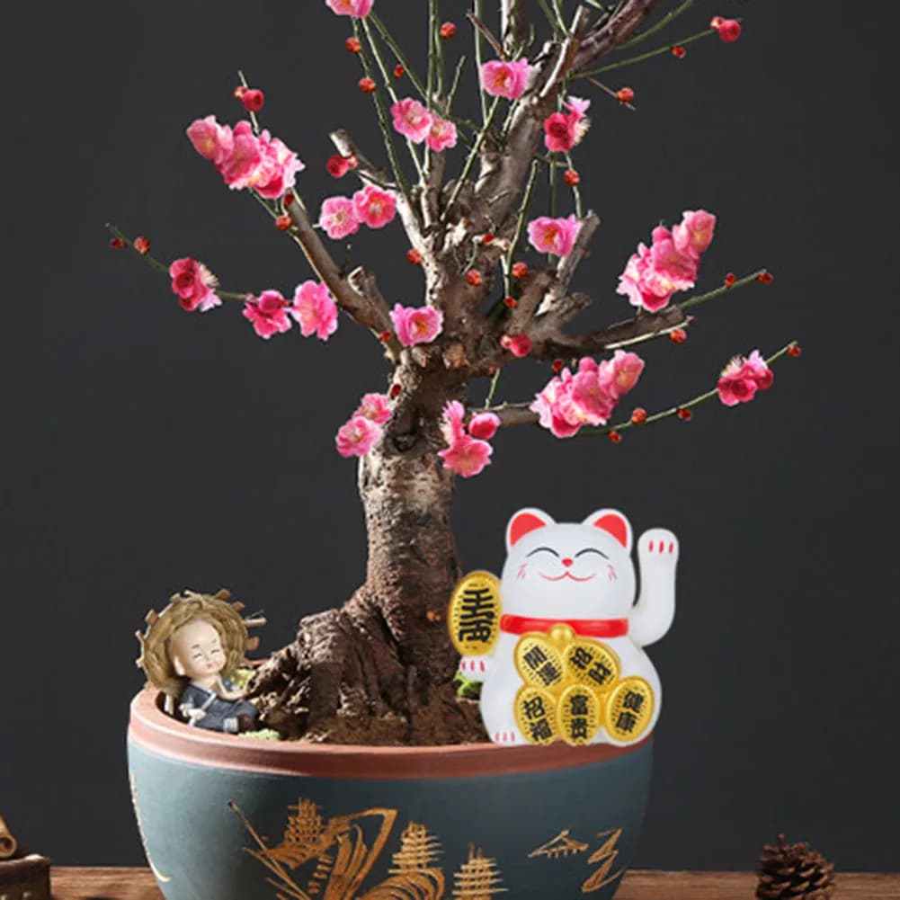2inch Solar Powered Maneki Neko Lucky Cat  For Home Office Car Decoration Birthday Gift Welcoming Waving Hand Beckoning Fortune - 6
