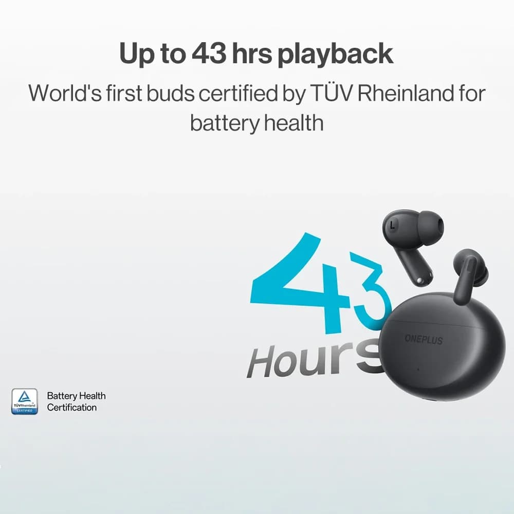 سماعات ون بلس نورد بودز 3 بلوتوث 5.4 إلغاء ضوضاء نشط 32dB بطارية 43 ساعة باس ويف 2.0 اقتران سريع من جوجل - 5