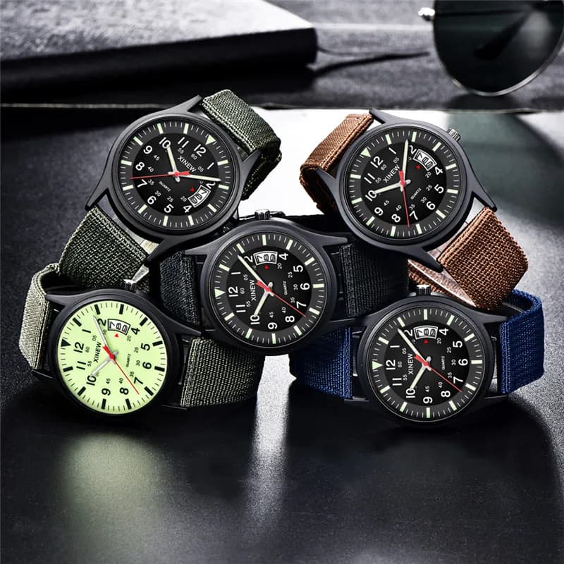 Original XINEW Brand Watches For Men Fashion Nylon Band Military Sports Date Quartz Watch Erkek Barato Saat Relogio Masculino - 5