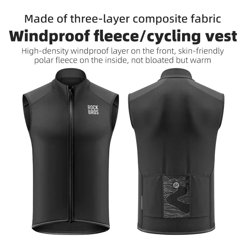 سترة دراجات من ROCKBROS مقاومة للرياح، دافئة من الصوف لشتاء وخريف، سترة دراجات للرياضات الخارجية، سترة علوية حرارية للدراجات الجبلية والطرق - 3